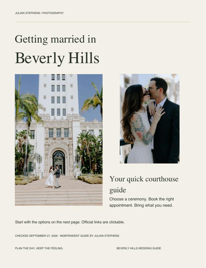Cover of the Beverly Hills Courthouse Wedding Guide by Julian Stephens